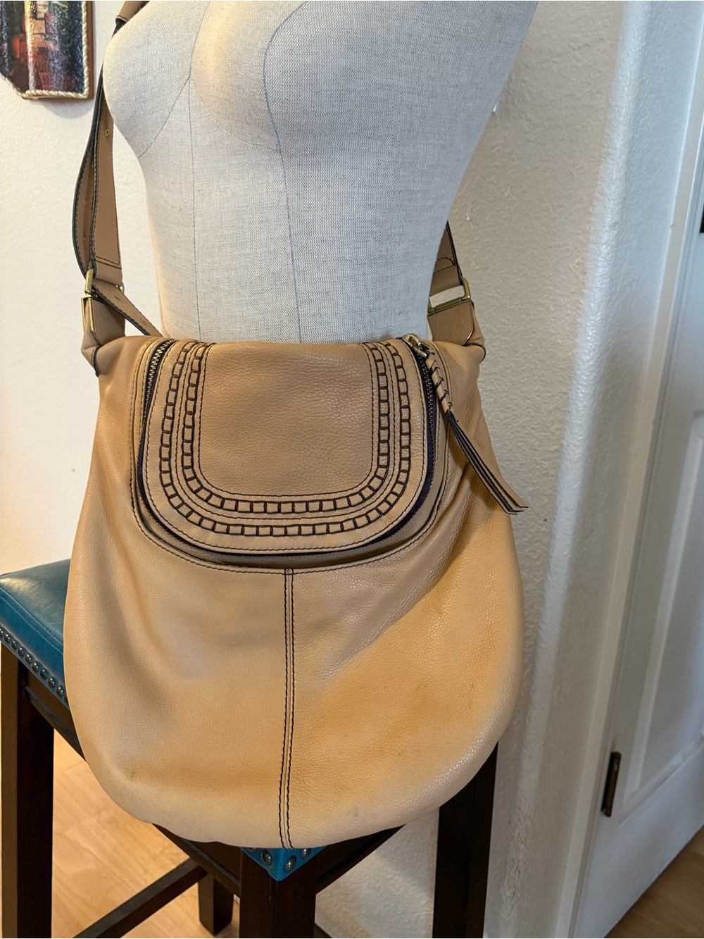 orYANY Genuine Leather Tan Camel Crossbody Shoulder Bag | Large
